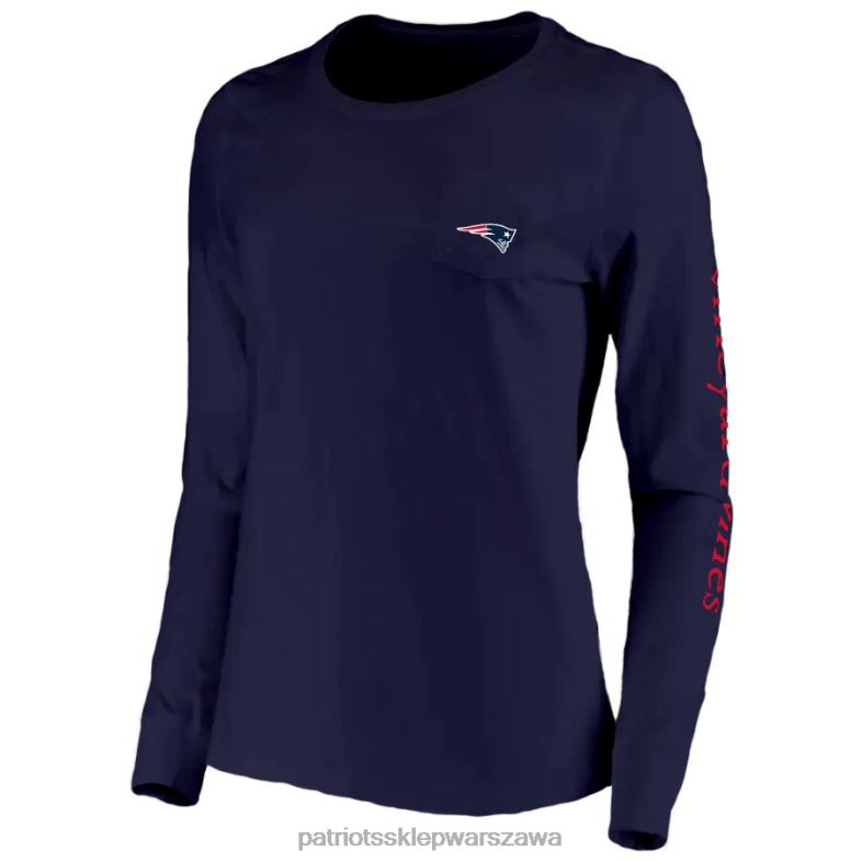 Patriots Jersey kobiety vineyard vines granatowy t-shirt z długim rękawem odzież 6RBB2677