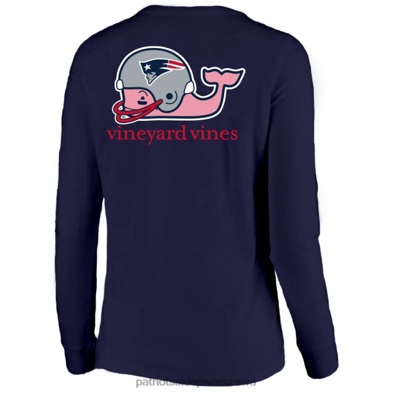 Patriots Jersey kobiety vineyard vines granatowy t-shirt z długim rękawem odzież 6RBB2677