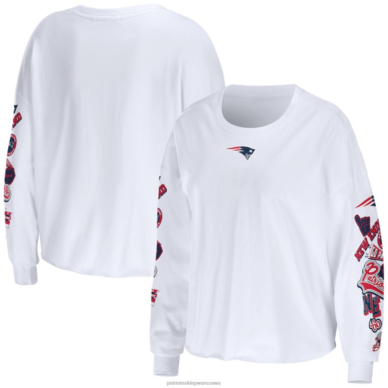 Patriots Jersey kobiety wear by erin andrews biały, krótki t-shirt z długim rękawem z okazji uroczystości odzież 6RBB2687