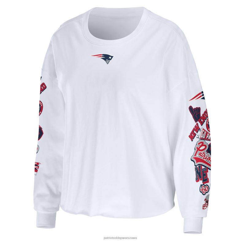 Patriots Jersey kobiety wear by erin andrews biały, krótki t-shirt z długim rękawem z okazji uroczystości odzież 6RBB2687