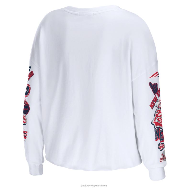 Patriots Jersey kobiety wear by erin andrews biały, krótki t-shirt z długim rękawem z okazji uroczystości odzież 6RBB2687