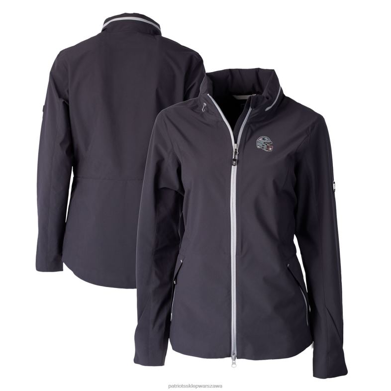 Patriots Jersey kobiety Cut & Buck Grafitowe logo kasku Odporna na parę wodna, rozciągliwa kurtka przeciwdeszczowa z pełnym zamkiem błyskawicznym odzież 6RBB871