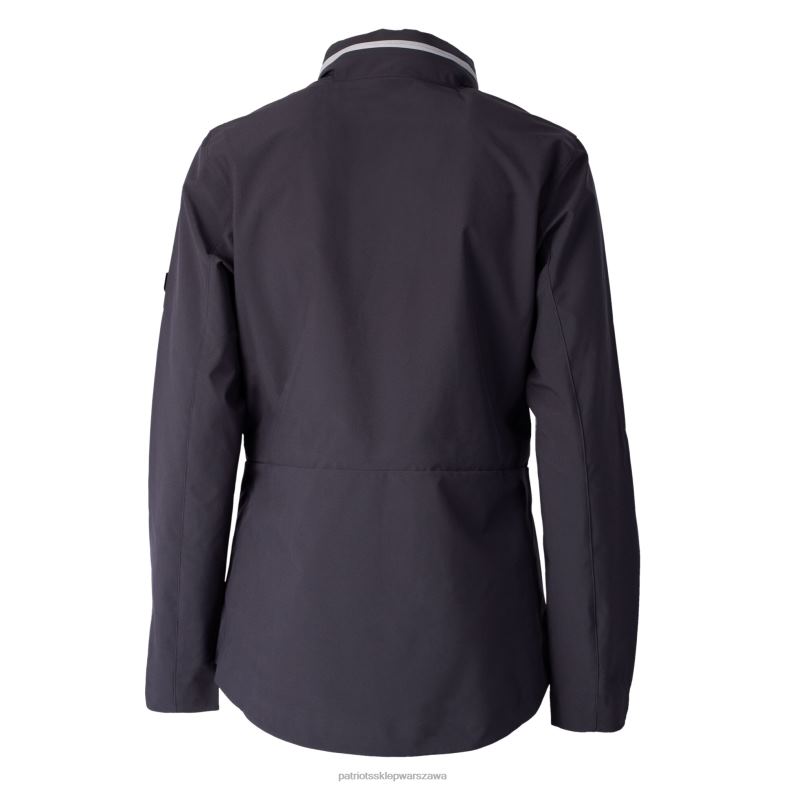 Patriots Jersey kobiety Cut & Buck Grafitowe logo kasku Odporna na parę wodna, rozciągliwa kurtka przeciwdeszczowa z pełnym zamkiem błyskawicznym odzież 6RBB871