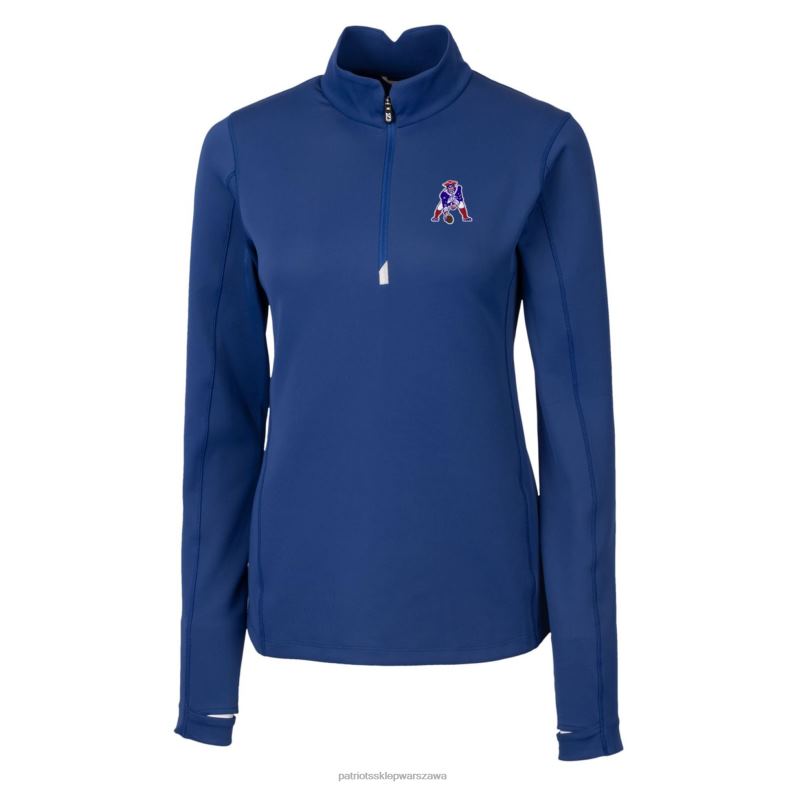 Patriots Jersey kobiety Cut & Buck Royal Throwback Logo Traverse Elastyczna bluza z suwakiem ćwiartkowym odzież 6RBB1036