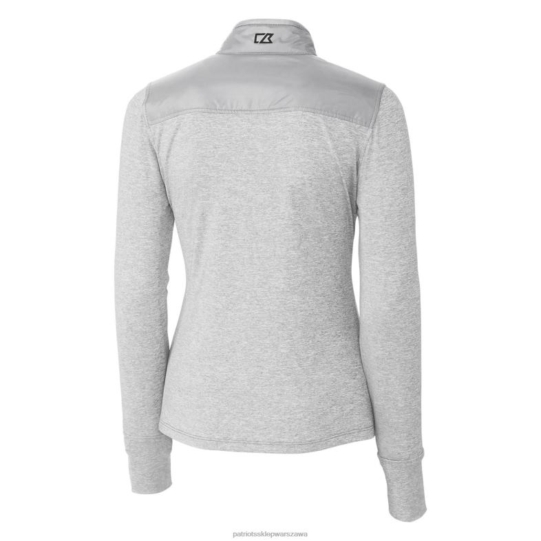 Patriots Jersey kobiety Cutter & Buck Grey Throwback Logo Stealth Hybrydowa pikowana kurtka wiatrówka z zamkiem błyskawicznym na całej długości odzież 6RBB921