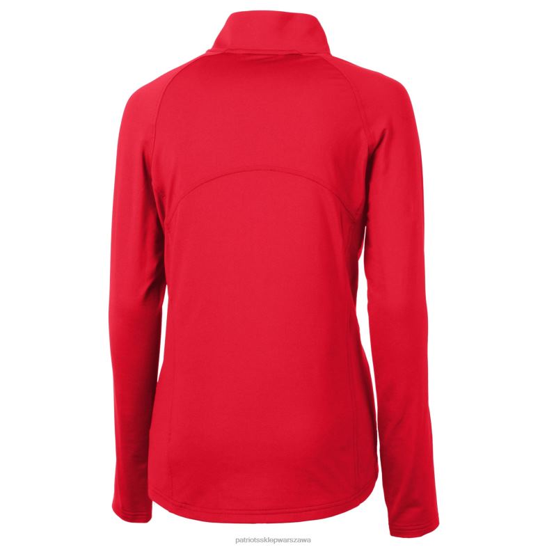Patriots Jersey kobiety Cutter & Buck czerwone logo na kasku adaptacja ekologicznej dzianiny, rozciągliwej, recyklingowanej bluzy z suwakiem do połowy odzież 6RBB828