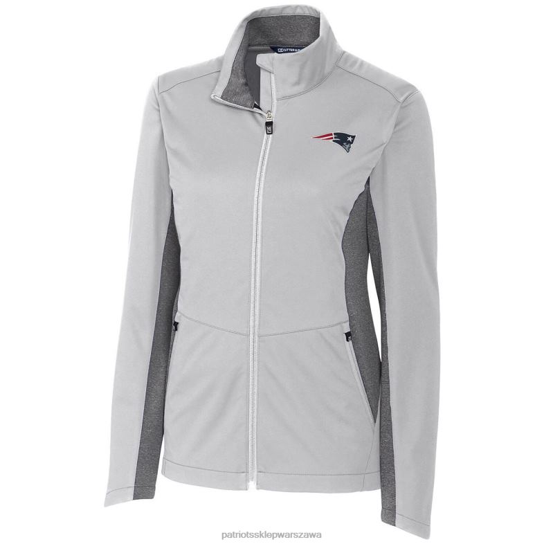 Patriots Jersey kobiety Cutter & Buck szara kurtka nawigacji softshell z suwakiem na całej długości odzież 6RBB956