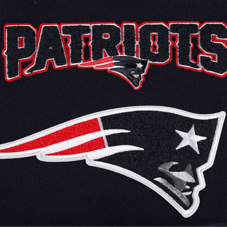 Patriots Jersey kobiety Pro standardowa granatowa kurtka uniwersytecka z wełny mash up z zamkiem na całej długości odzież 6RBB831