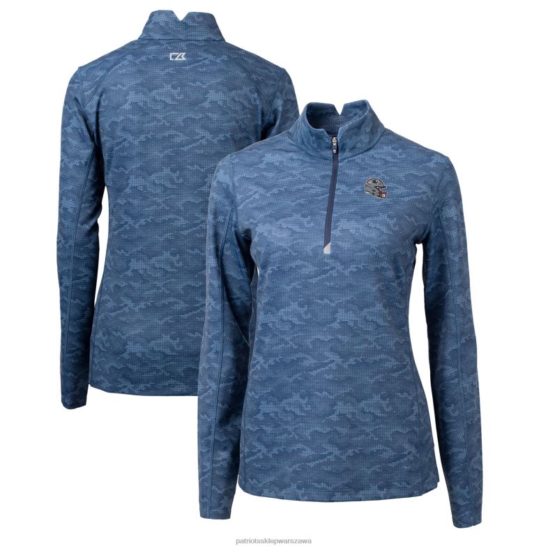 Patriots Jersey kobiety cut & buck granatowy hełm logo trawers kamuflażowy rozciągliwy sweter z ćwierć zamkiem błyskawicznym odzież 6RBB882
