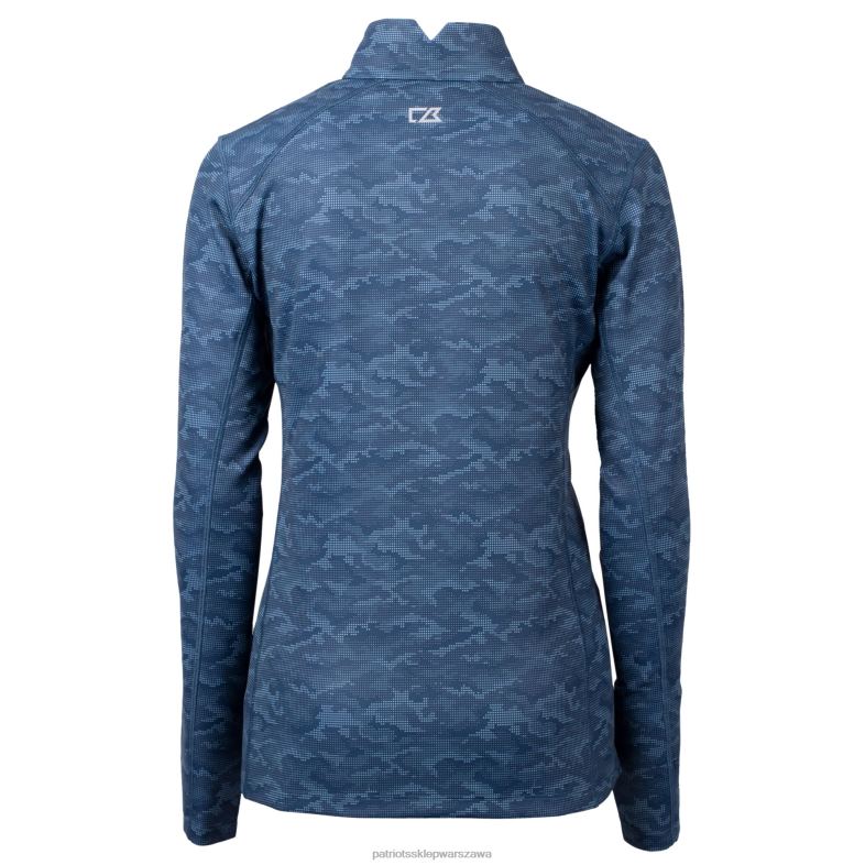 Patriots Jersey kobiety cut & buck granatowy hełm logo trawers kamuflażowy rozciągliwy sweter z ćwierć zamkiem błyskawicznym odzież 6RBB882