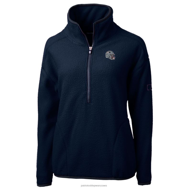 Patriots Jersey kobiety cut & buck granatowy kask logo cascade eko sherpa polarowa kurtka z zamkiem błyskawicznym do połowy odzież 6RBB852