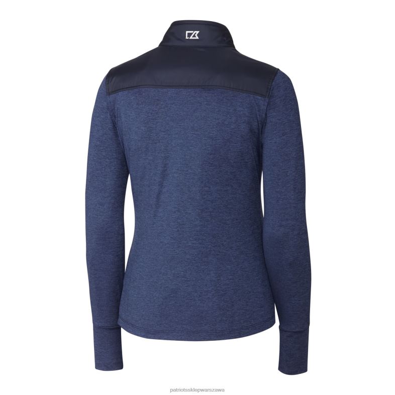 Patriots Jersey kobiety cut & buck granatowy logo kasku drytec stealth hybrydowa pikowana kurtka wiatrówka z zamkiem błyskawicznym na całej długości odzież 6RBB859