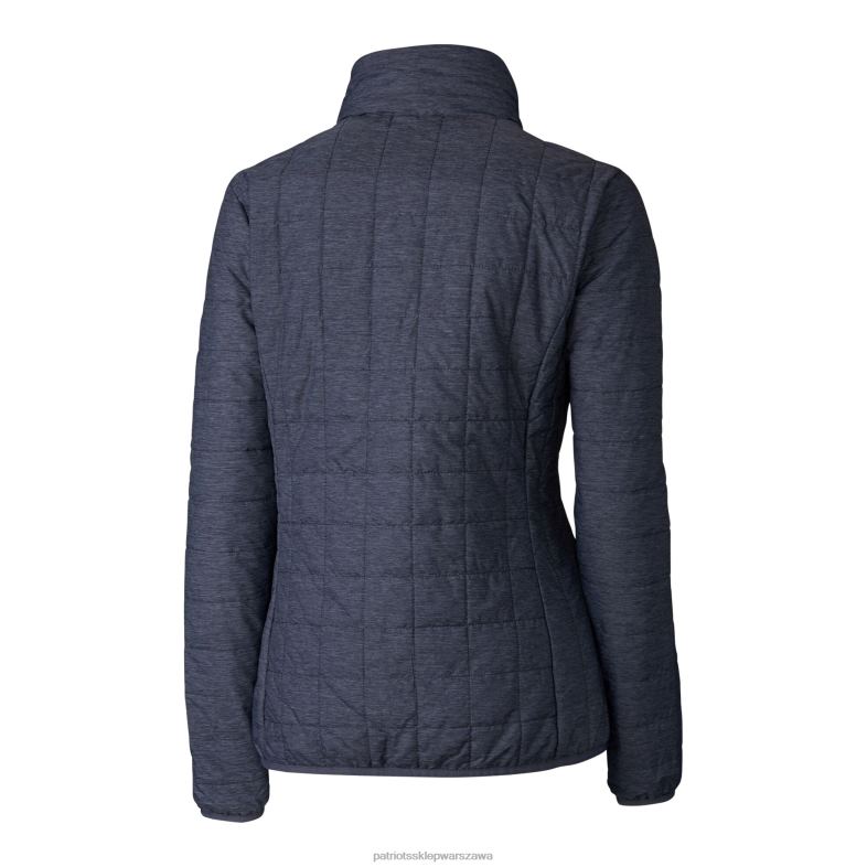 Patriots Jersey kobiety cut & buck heather navy logo kasku rainier primaloft eko ocieplana kurtka puchowa z zamkiem błyskawicznym na całej długości odzież 6RBB827