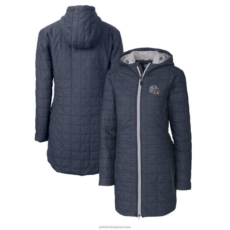 Patriots Jersey kobiety cut & buck heather navy logo kasku rainier primaloft eko ocieplany długi płaszcz z kapturem odzież 6RBB870