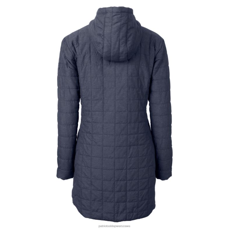 Patriots Jersey kobiety cut & buck heather navy logo kasku rainier primaloft eko ocieplany długi płaszcz z kapturem odzież 6RBB870