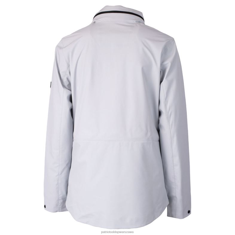 Patriots Jersey kobiety cut & buck szary kask z logo paro-wodoodporna, rozciągliwa kurtka przeciwdeszczowa z pełnym zamkiem błyskawicznym odzież 6RBB872