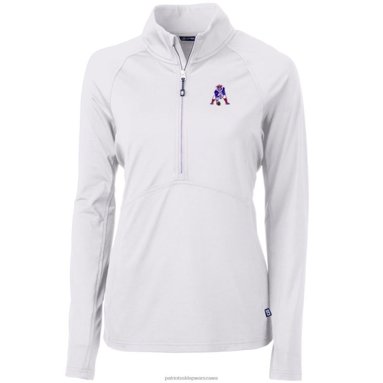 Patriots Jersey kobiety cutter & buck białe logo retro adaptacja ekologicznej dzianiny rozciągliwej bluzy z suwakiem do połowy z recyklingu odzież 6RBB938