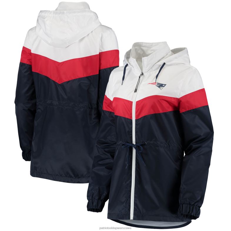 Patriots Jersey kobiety g-iii 4her by carl banks biało/granatowa kurtka z kapturem i suwakiem na całej długości stadionu odzież 6RBB1017