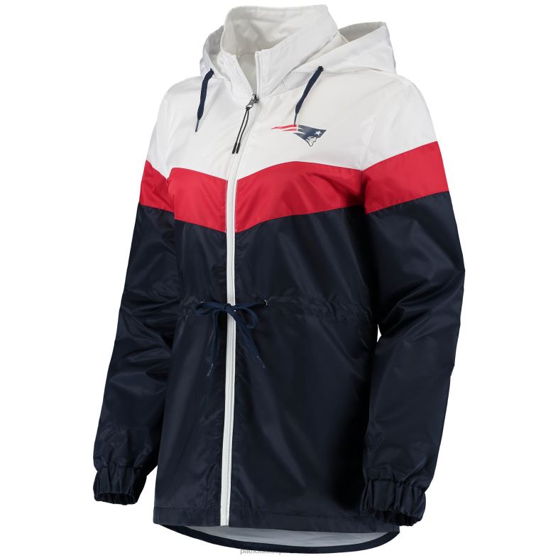 Patriots Jersey kobiety g-iii 4her by carl banks biało/granatowa kurtka z kapturem i suwakiem na całej długości stadionu odzież 6RBB1017