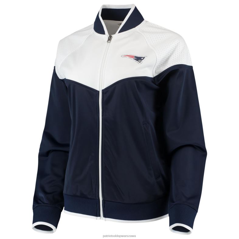 Patriots Jersey kobiety g-iii 4her by carlbanks granatowo-biała bluza dresowa z raglanowym zamkiem błyskawicznym na całej długości odzież 6RBB975