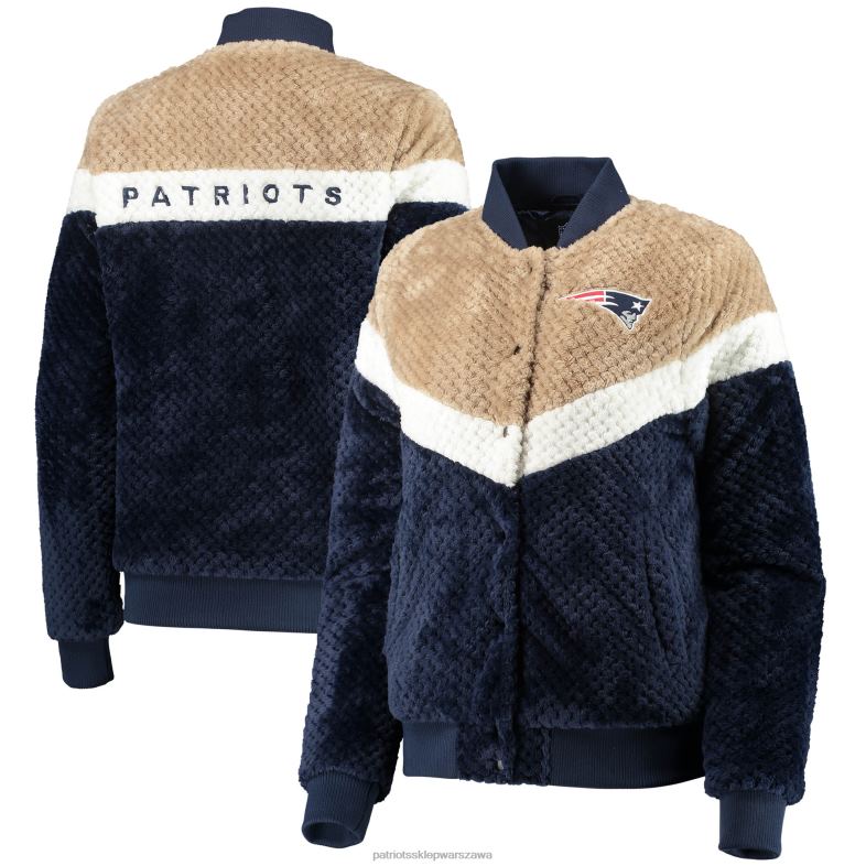 Patriots Jersey kobiety g-iii 4her by carlbanks granatowo-kremowa kurtka riot Squad sherpa z pełnym zatrzaskiem odzież 6RBB912