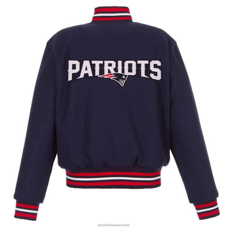 Patriots Jersey kobiety jh design, granatowa, wełniana kurtka z haftowanym logo odzież 6RBB1109