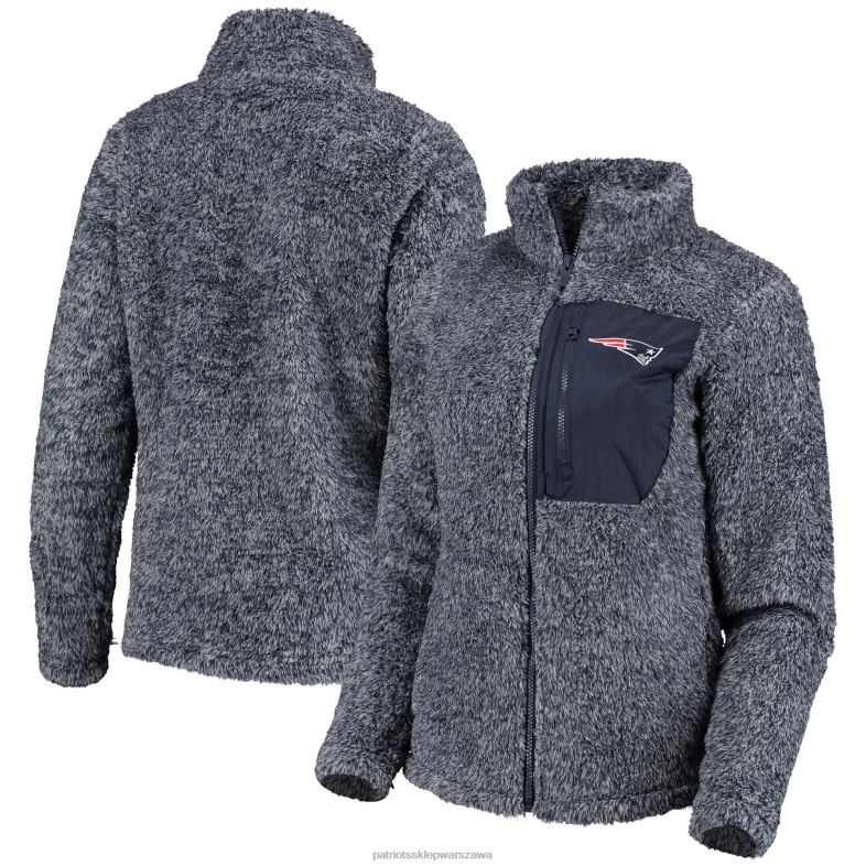 Patriots Jersey kobiety juniorska granatowa przechwytująca teddy kurtka z suwakiem na całej długości odzież 6RBB2355