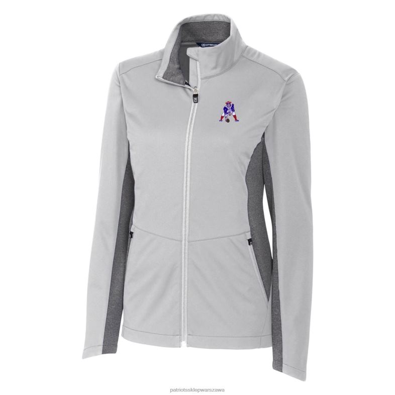 Patriots Jersey kobiety kurtka typu softshell z suwakiem na całej długości i szarym logo firmy cutter & buck odzież 6RBB923