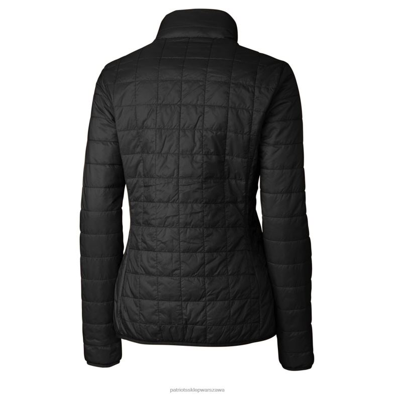 Patriots Jersey kobiety kuter & buck czarna kurtka pikowana z logo Rainier primaloft eco z suwakiem na całej długości odzież 6RBB1088
