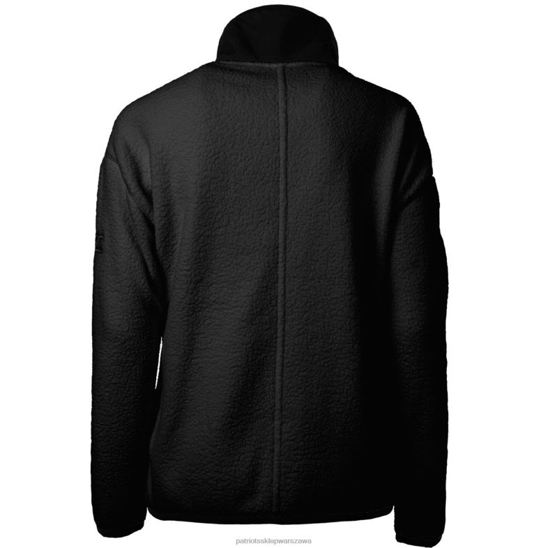 Patriots Jersey kobiety kuter & buck czarna kurtka z logo retro kaskada eko sherpa z zamkiem błyskawicznym na całej długości odzież 6RBB1055