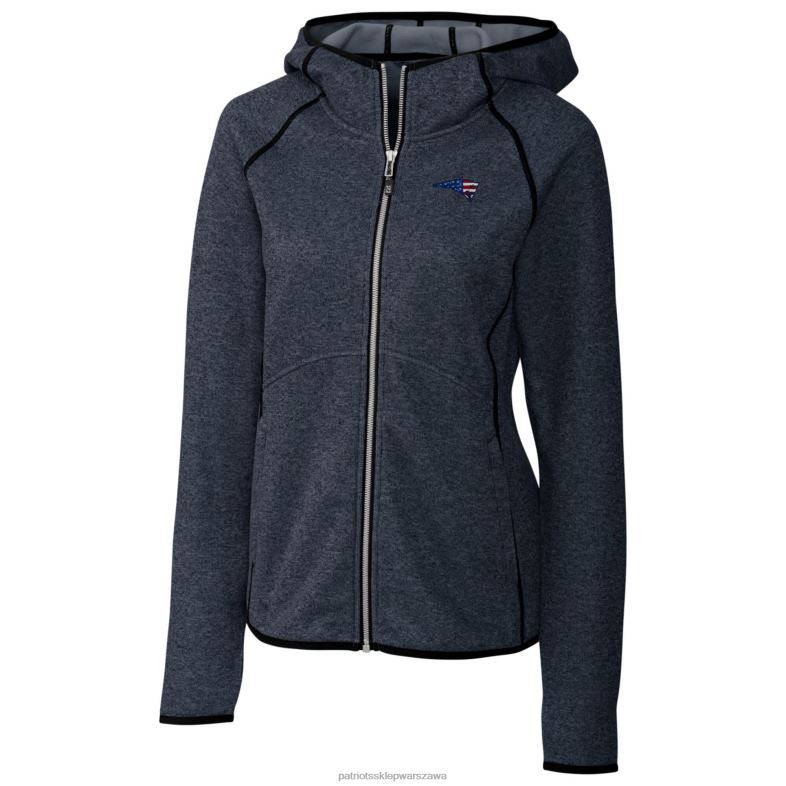 Patriots Jersey kobiety kuter & buck melanżowa granatowa kurtka z zamkiem błyskawicznym na całej długości odzież 6RBB971