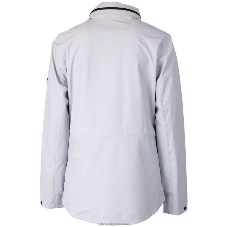 Patriots Jersey kobiety kuter & buck szara kurtka przeciwdeszczowa z logo Throwback zapinana na suwak na całej długości odzież 6RBB1101