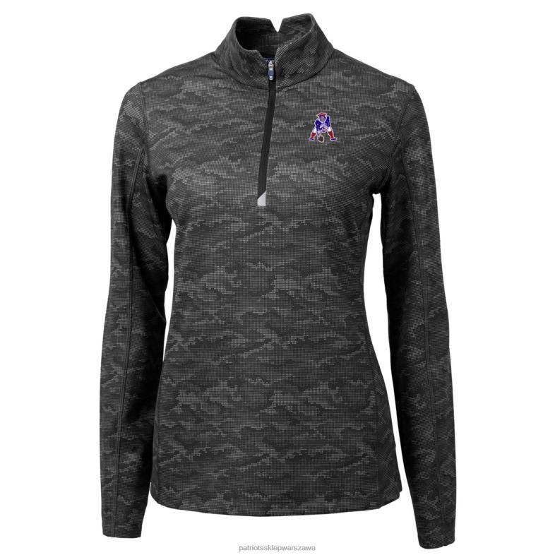 Patriots Jersey kobiety kuter i buck czarny sweter z logo Traverse Camo z ćwierć zamkiem błyskawicznym odzież 6RBB1060