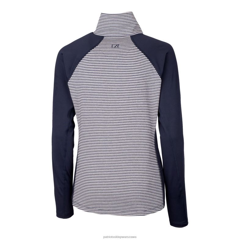 Patriots Jersey kobiety logo na hełmie Cutter & Buck w kolorze granatowym drytec forge w tonalne paski, rozciągliwy top z suwakiem do połowy odzież 6RBB844