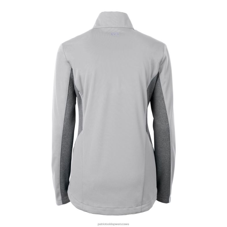 Patriots Jersey kobiety logo na kasku Cutter & Buck Heather Heather Grey Nawiguj kurtką softshellową z pełnym zamkiem błyskawicznym odzież 6RBB919