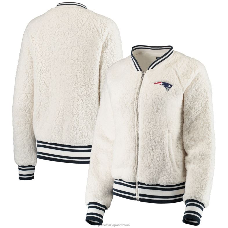 Patriots Jersey kobiety nowa era kremowa sportowa kurtka sherpa z zamkiem błyskawicznym na całej długości odzież 6RBB904