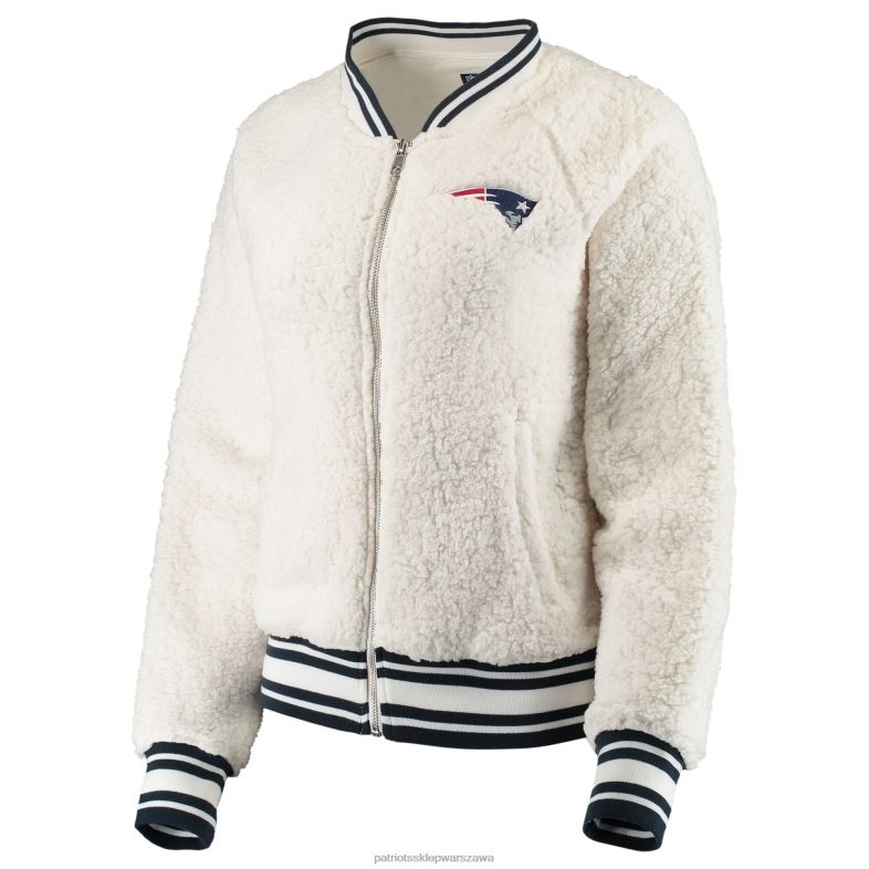 Patriots Jersey kobiety nowa era kremowa sportowa kurtka sherpa z zamkiem błyskawicznym na całej długości odzież 6RBB904