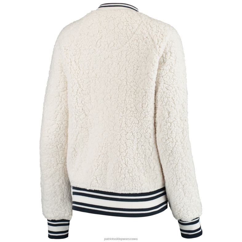 Patriots Jersey kobiety nowa era kremowa sportowa kurtka sherpa z zamkiem błyskawicznym na całej długości odzież 6RBB904