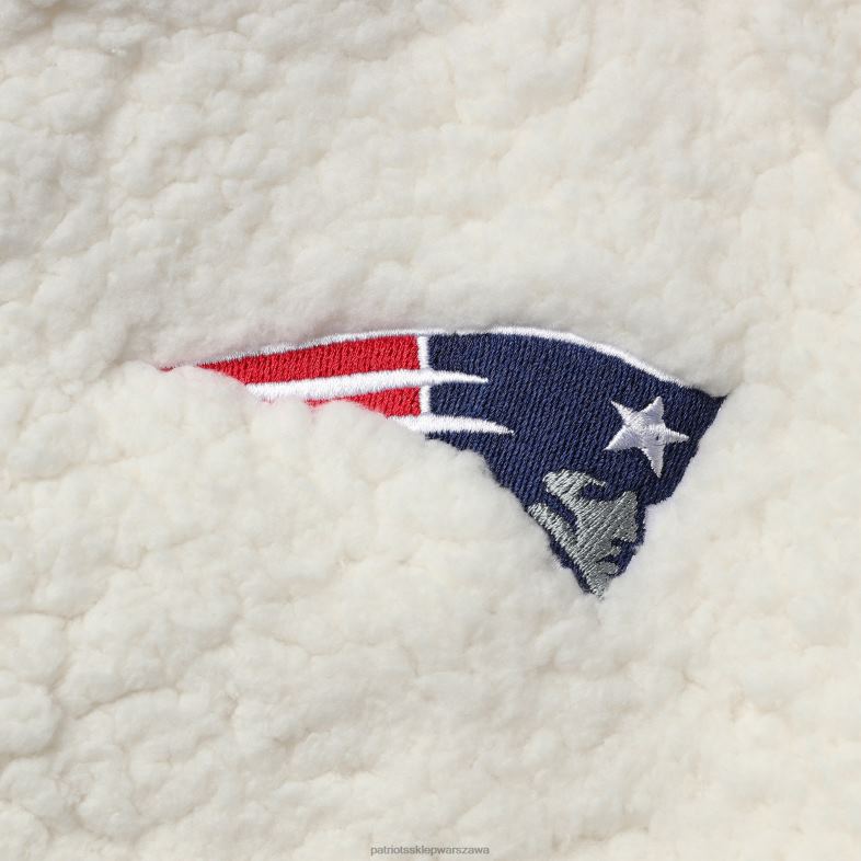Patriots Jersey kobiety nowa era kremowa sportowa kurtka sherpa z zamkiem błyskawicznym na całej długości odzież 6RBB904