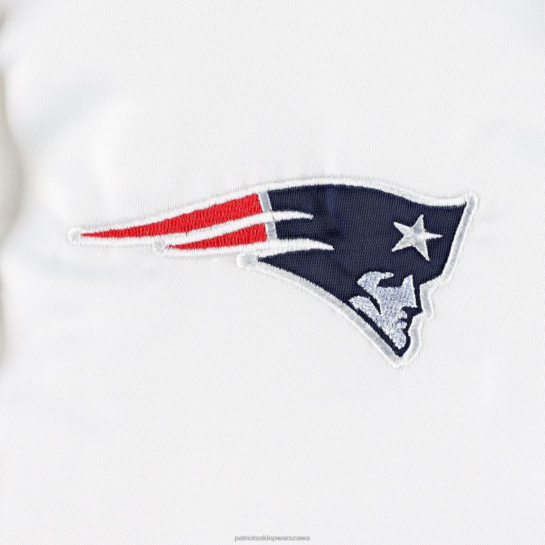 Patriots Jersey kobiety startowa biała satynowa kurtka uniwersytecka z pełnym zatrzaskiem odzież 6RBB915