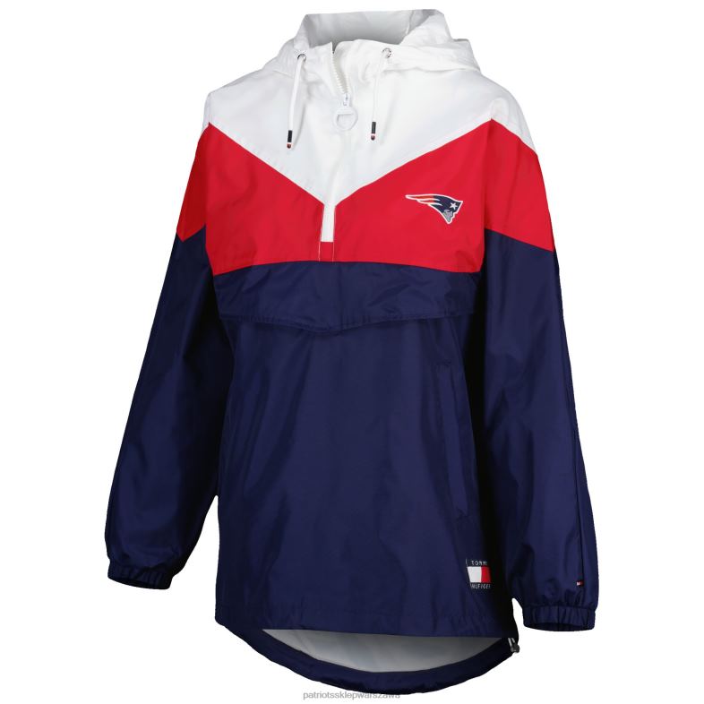 Patriots Jersey kobiety tommy hilfiger biało-czerwona kurtka przeciwwiatrowa staci z zamkiem błyskawicznym i kapturem odzież 6RBB909