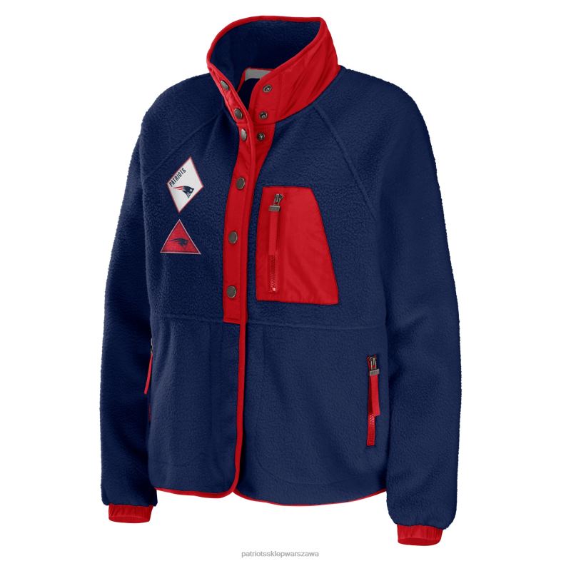 Patriots Jersey kobiety wear by erin andrews granatowa polarowa kurtka raglanowa z pełnym zatrzaskiem odzież 6RBB943