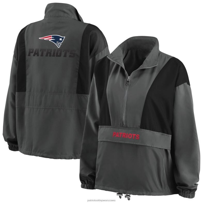 Patriots Jersey kobiety wear by erin andrews w kolorze węgla drzewnego popover, pakowana kurtka z zamkiem błyskawicznym do połowy odzież 6RBB961