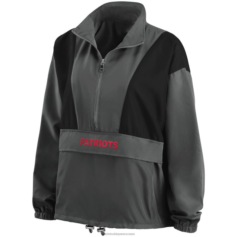 Patriots Jersey kobiety wear by erin andrews w kolorze węgla drzewnego popover, pakowana kurtka z zamkiem błyskawicznym do połowy odzież 6RBB961