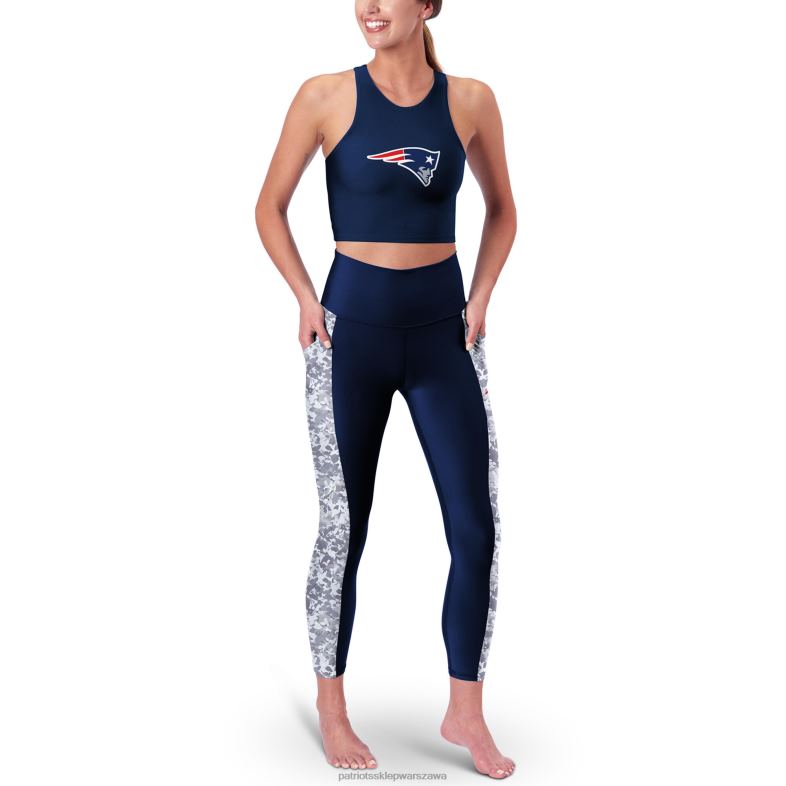 Patriots Jersey kobiety Certo granatowe legginsy z wysokim stanem i dwiema kieszeniami z logo odzież 6RBB2475