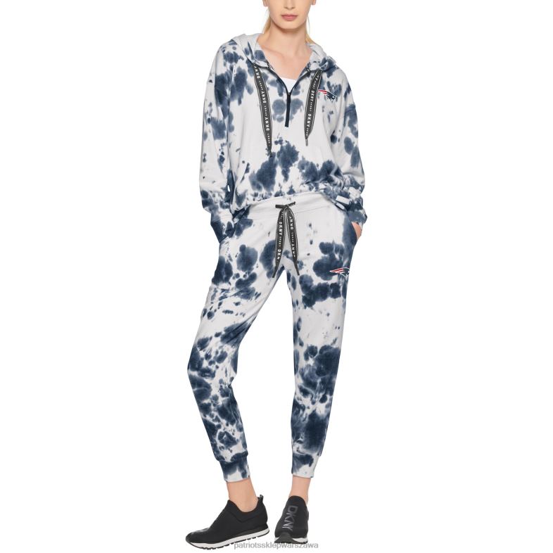 Patriots Jersey kobiety dkny sport biało-granatowe spodnie jogger z efektem tie-dye odzież 6RBB2495