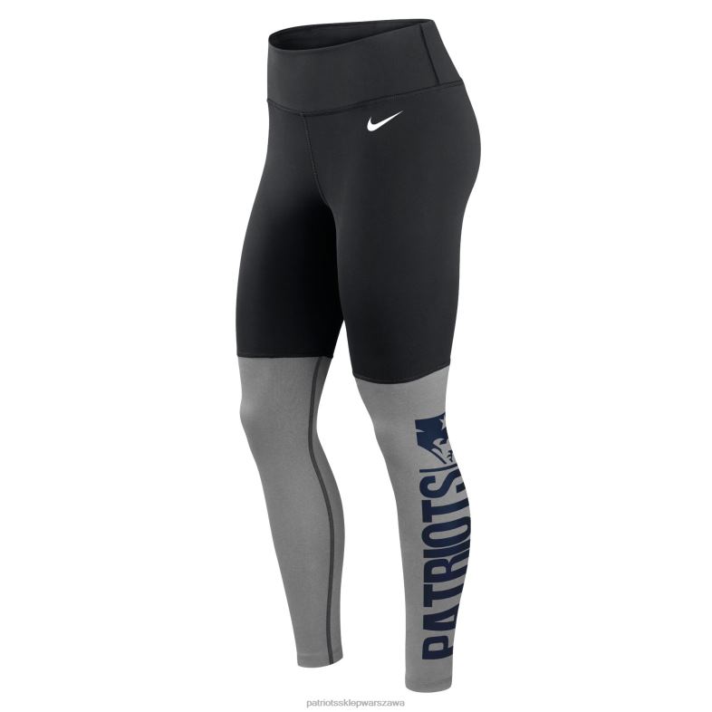 Patriots Jersey kobiety legginsy nike w kolorze czarno-szarym z grafitowym logo stack odzież 6RBB2500