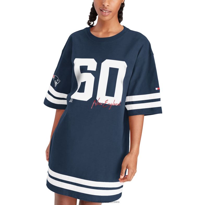 Patriots Jersey kobiety Granatowa sukienka z półrękawem tommy hilfiger clair odzież 6RBB2227
