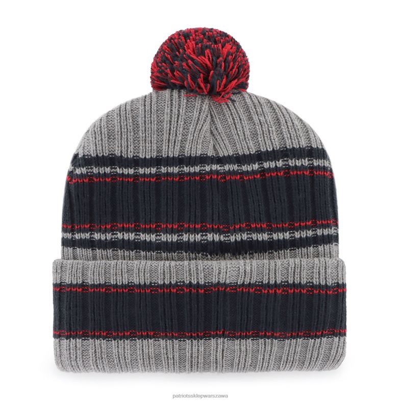 Patriots Jersey mężczyźni 47 grafitowa czapka rexford z mankietami i pomponem Akcesoria 6RBB405