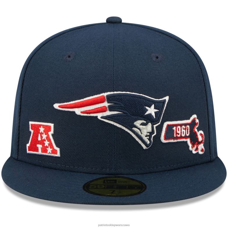 Patriots Jersey mężczyźni Dopasowana czapka New Era Navy Identity 59Fifty Akcesoria 6RBB128